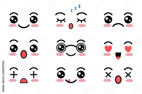 Kawaii Cute Faces Japanese Anime Emoji Expression Anime Character In