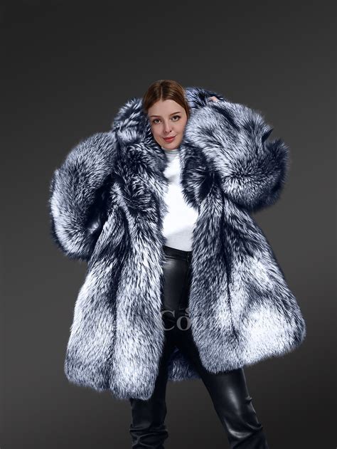 Luxury Silver Fox Fur Jacket For Women