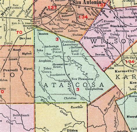 Atascosa County Texas 1911 Map Rand Mcnally Pleasanton Jourdanton