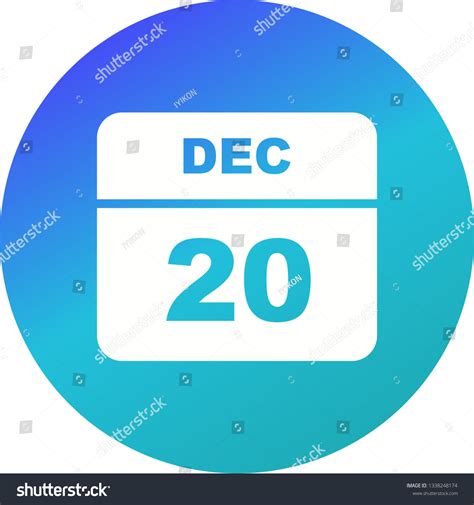 December 20th Date On A Single Day Calendar Royalty Free Stock Vector