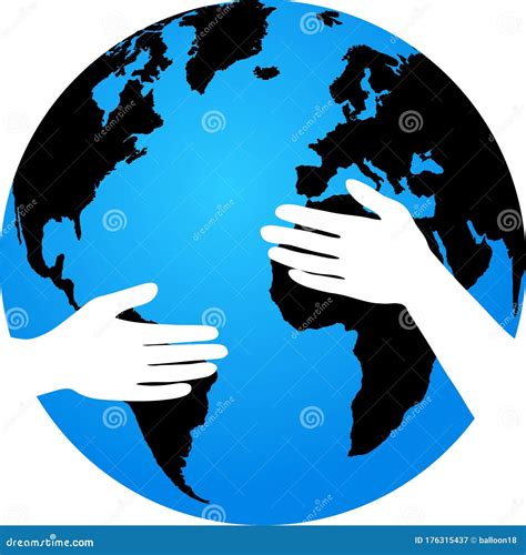 Globe In Two Hands Up Hands And Helper Blue Hands Logo Cartoon Vector