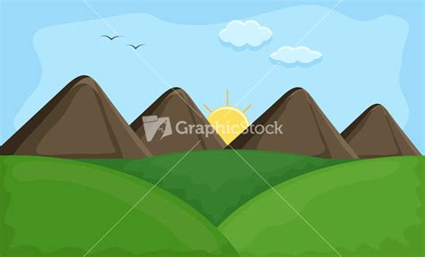 Sunset Cartoon Background Vector Stock Image
