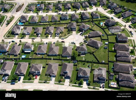 Aerial View Of A Suburban Subdivision Near Houston Texas Stock Photo