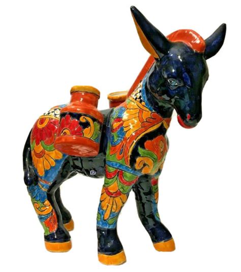 Mexican Talavera Pottery Donkey X Large 17 Statue Folk Art Figure
