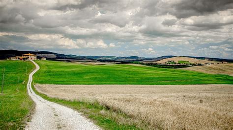 Nature Landscape Clouds Trees Field Tuscany Italy Grass Dirt