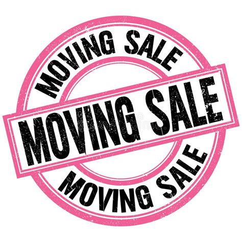 Moving Sale Text On Pink Black Round Stamp Sign Stock Illustration
