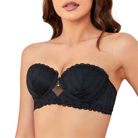 Wingslove Women S Sexy Lace Push Up Strapless Bra Plus Size Underwire