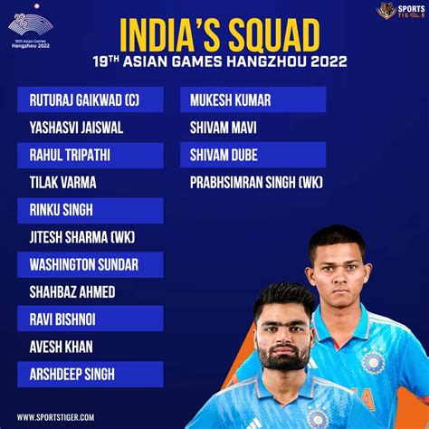 india squad asian games india team asian games 19th asian games hangzhou