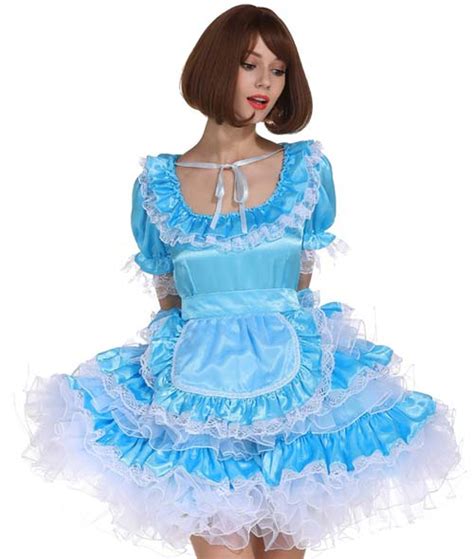 Gocebaby Sissy Maid Pale Blue Lockable Dress Puffy Crossdress Costume Medium To Xxxl