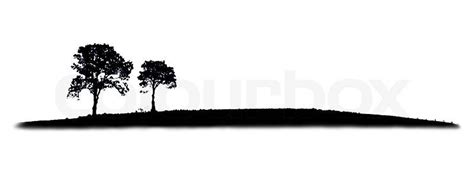 Tree Silhouette On Hillside Includes Clipping Path Stock Photo