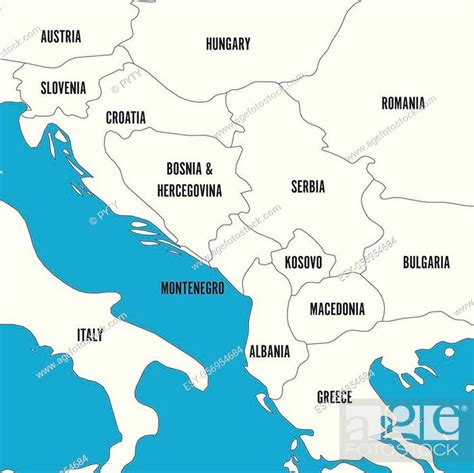 Political Map Of Balkans States Of Balkan Peninsula Simple Flat Black Outline With Black