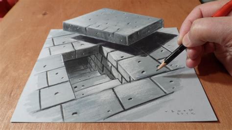 Continue to draw the baseball cap and then the torso. 3D Drawing Tunnel Stairs, Time Lapse - YouTube