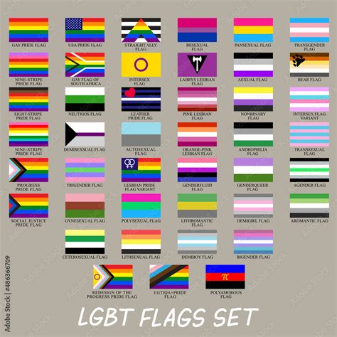 vector symbols of the lgbt community set of lgbt flags the rainbow pride flag and other is a