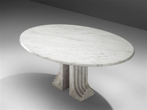 Italian Oval Dining Table In White Marble At 1stdibs