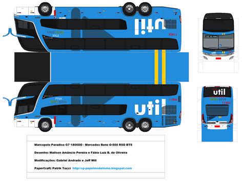 Sp Papel Modelismo Papercraft Ônibus Marcopolo Paradiso G7 1800dd