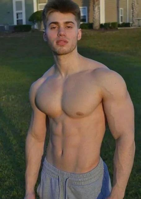Shirtless Male Hunk Beefcake Muscular Jock Kneeling Lake Hot Guy X