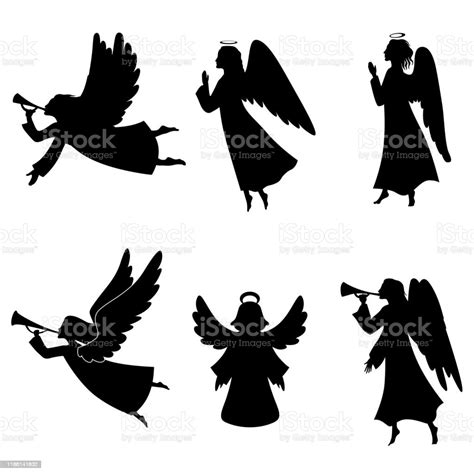 Christmas Angel Silhouette Set Stock Illustration Download Image Now