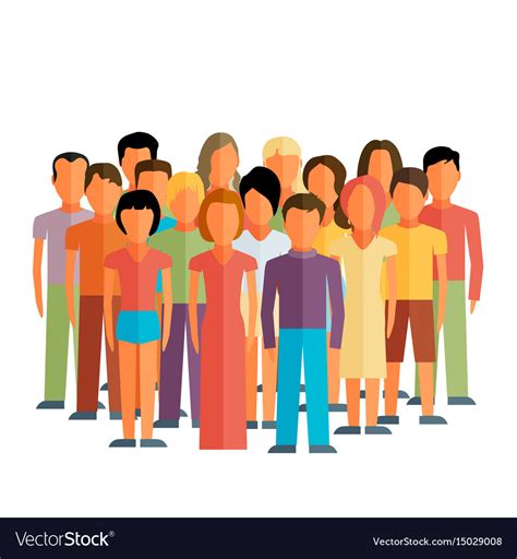 Flat Society Members With A Large Group Men Vector Image