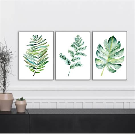 This video looks like a demo rather than a tutorial; Botanical print sets of leaf art Watercolor kitchen art set
