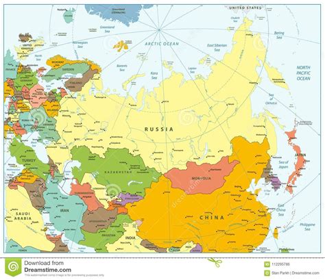 Political Map Of Eurasia Cartoon Vector 7242815