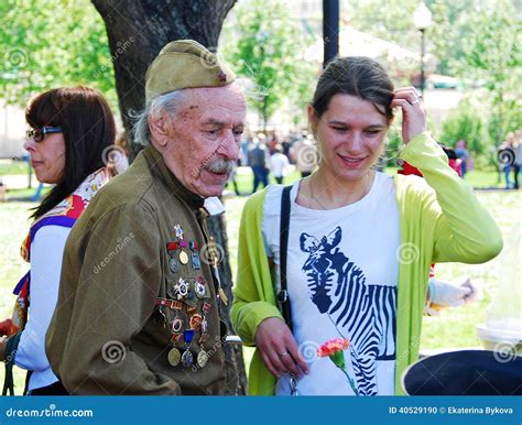 Portrait Of A War Veteran And A Young Woman Editorial Image Image Of