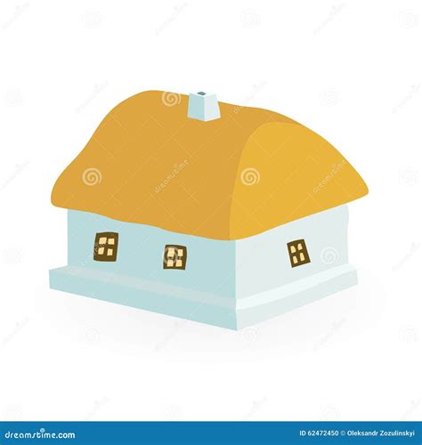 Ancient Farmhouse With A Thatched Roof Vector Illustration