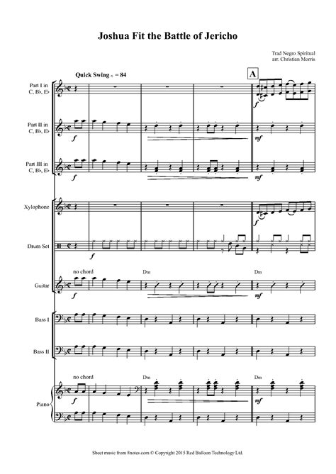 Joshua Fit The Battle Of Jericho Sheet Music For Big Band