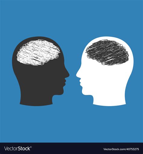 Two Heads Think Differently Different Thinking Vector Image