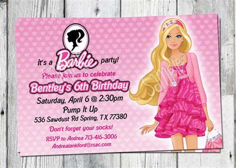 Hang our barbie party game, a fashion forward take on pin the tail on the donkey, for a fun and interactive part of your barbie decorations. Barbie Birthday Invitation: Printable Doll by partyprintouts