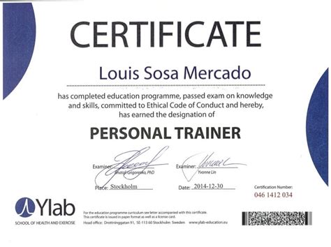Personal Trainer Certificate Template