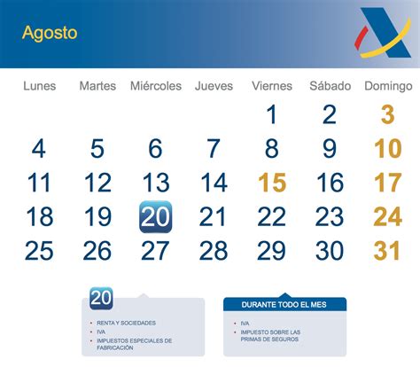 12 de agosto de 2014. Calendario fiscal Agosto 2014 - Rankia