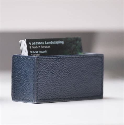 Maxgear business card holder, pu leather business card case pocket credit card holders, slim name card holder magnetic shut business card carrier for men or women, home & office, light coffee. Leather Business Card Holder Ink Blue By Ginger Rose ...