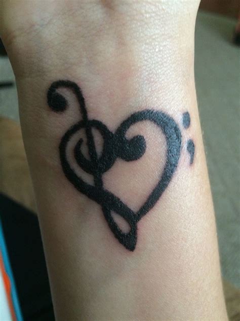 Treble And Bass Clef Heart With Semi Colon Music Heart Tattoo Music