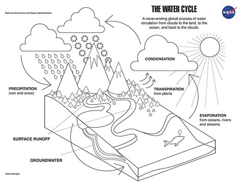 Coloring Page The Water Cycle Climate Change Vital Signs Of The Planet