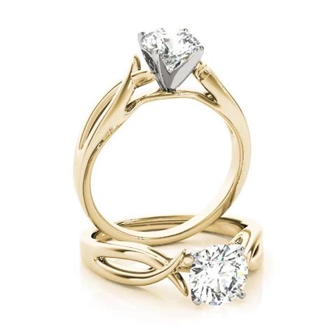 Solitaire Bypass Twisted Engagement Ring Setting 18k Yellow Gold Ng5743