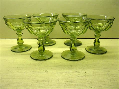 Vintage Imperial Glass Ohio Old Williamsburg Verde Green Champagne