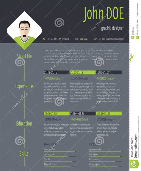 Find & download free graphic resources for resume. Modern Resume Cv With Photo And Dark Background Stock Vector - Illustration of corporate ...