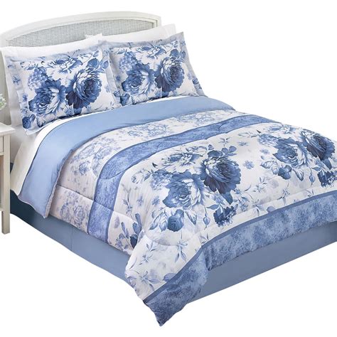 Collections Etc Julianne Blue And White Floral Comforter Set With