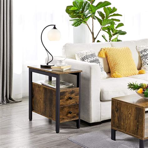 Wholesale Yaheetech Industrial End Table Narrow Sofa Side Table With 2
