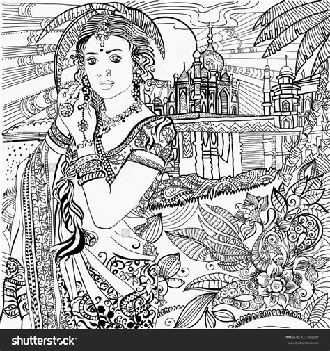 Gambar Indian Woman Coloring Page Zentangles Adult Colouring Pages