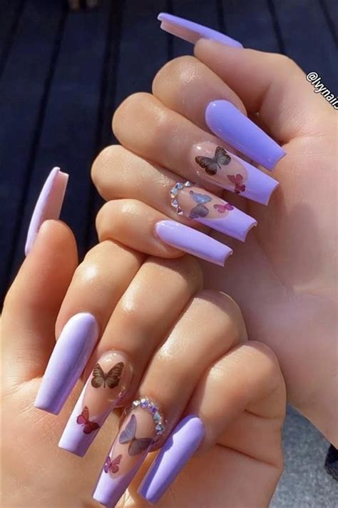 Natural Butterfly Nails Design For Long Nails 2020 In 2020 Butterfly