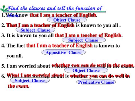 It must always be paired with an independent (main) clause. Noun Clauses Subject Object Predicative Appositive Clause