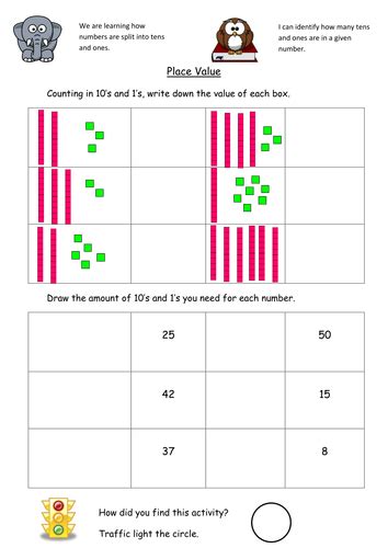 Children are asked to cut and paste the correct number of crayons for each row. Place Value Dienes Worksheet | Teaching Resources