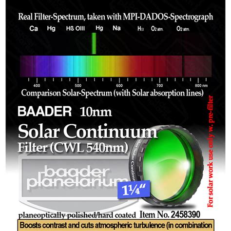 Baader 125 Inch 540nm Solar Continuum Filter