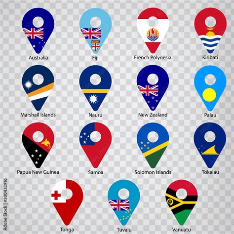 Fifteen Flags Of Australia And Oceania Countries Alphabetical Order