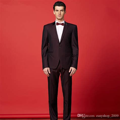 Wine Red Suit Suit The Groom Wedding Fashion Mens Wedding Suit Suit