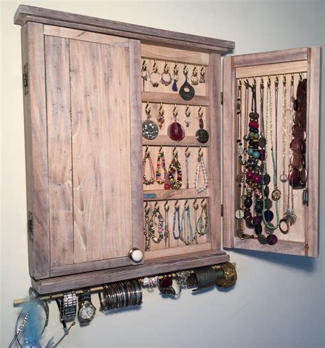 Jewelry Cabinet Wooden Wall Mounted Jewelry Organizer Jewelry Stand