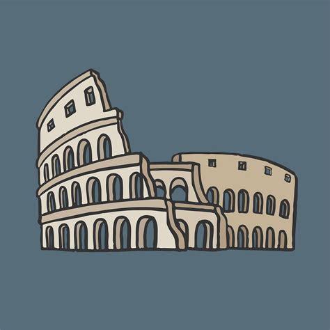 Ancient Roman Colosseum Graphic Illustration Premium Vector