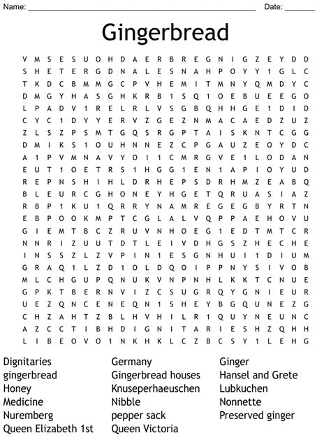 Gingerbread Word Search WordMint