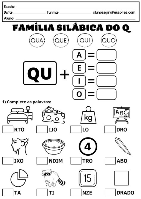Atividades Com A Letra Q Para Imprimir Alunos E Professores